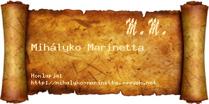 Mihályko Marinetta névjegykártya